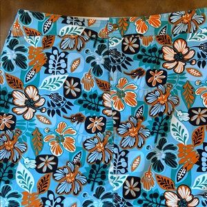 Floral Print Swim skirt in Teal and Orange reversible size L